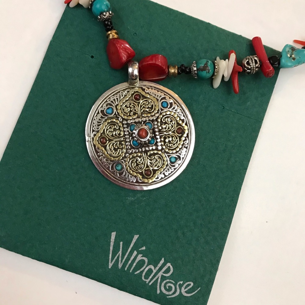 Sterling Silver Mandala w/Turquoise & Coral